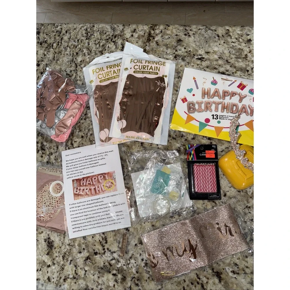 Rose Gold Happy Birthday Party Decorations Set with Banner , Balloons &more 4452